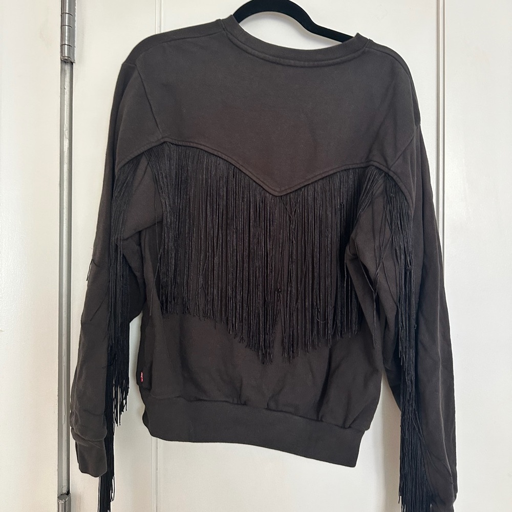 Levi's Black Crewneck Sweatshirt with Fringe - Picture 5 of 5